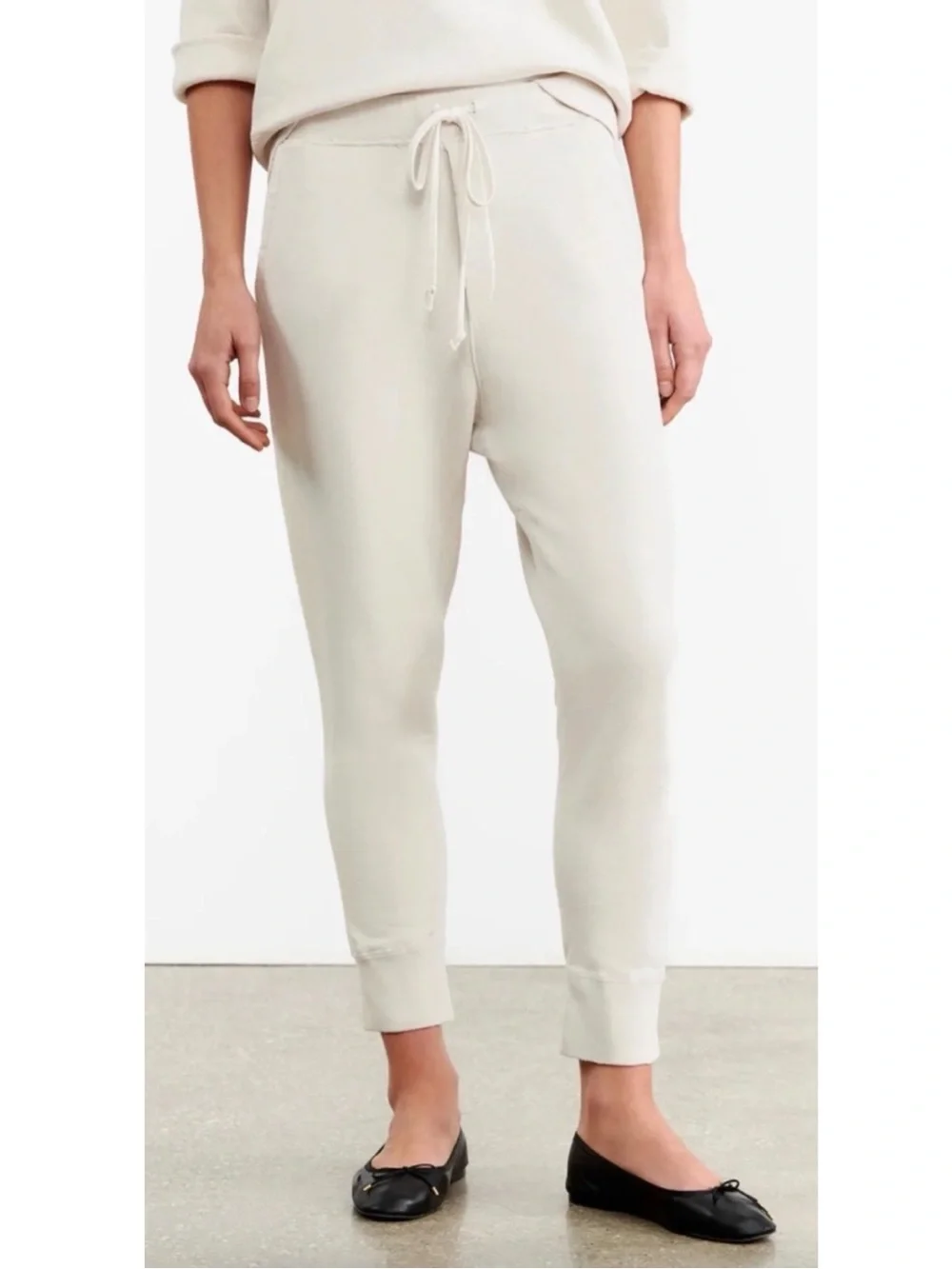 NILI LOTAN Nolan Knit Pants Drawstring Joggers Chalk Ivory XS
